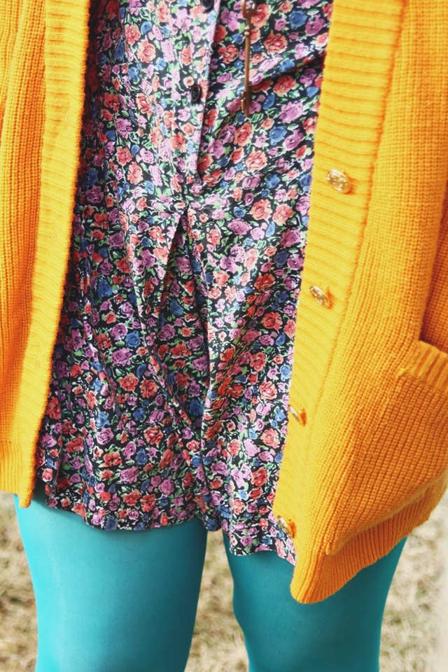 The Most Colorful Outfit On The Internet | theoutfitrepeater.com hannah rupp the outfit repeater colorful rainbow vintage thrifted blue tights romper