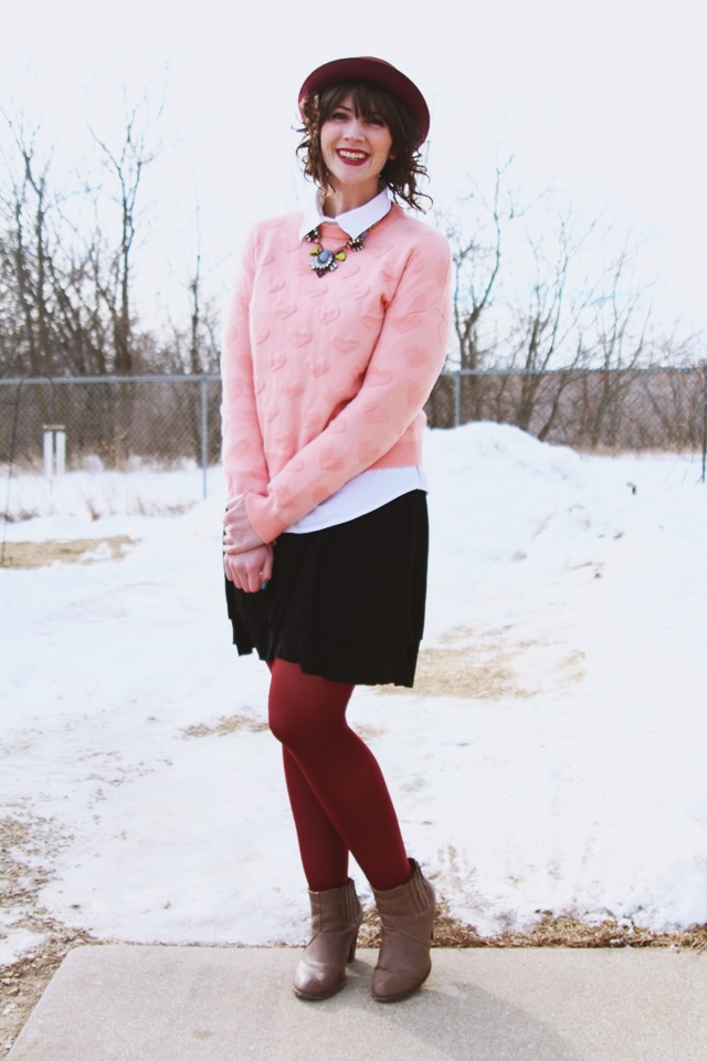 hannah rupp the outfit repeater valentine's day outfit heart sweater thrifted