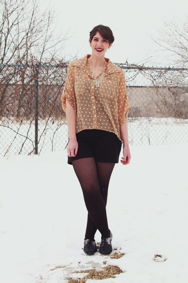 hannah rupp the outfit repeater vintage inspired winter outfit polka dots