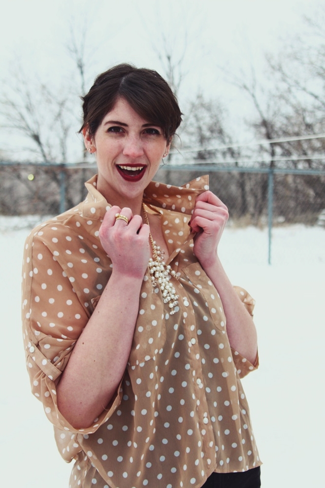 hannah rupp the outfit repeater vintage inspired winter outfit polka dots