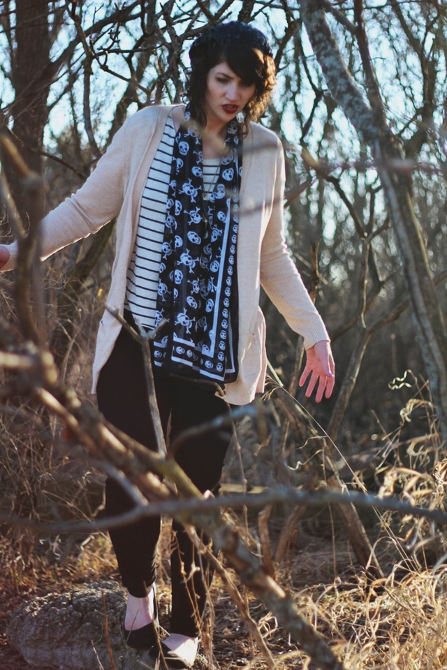 hannah rupp the outfit repeater punk goth fashion pattern mixing skulls sequins stripes skinny jeans