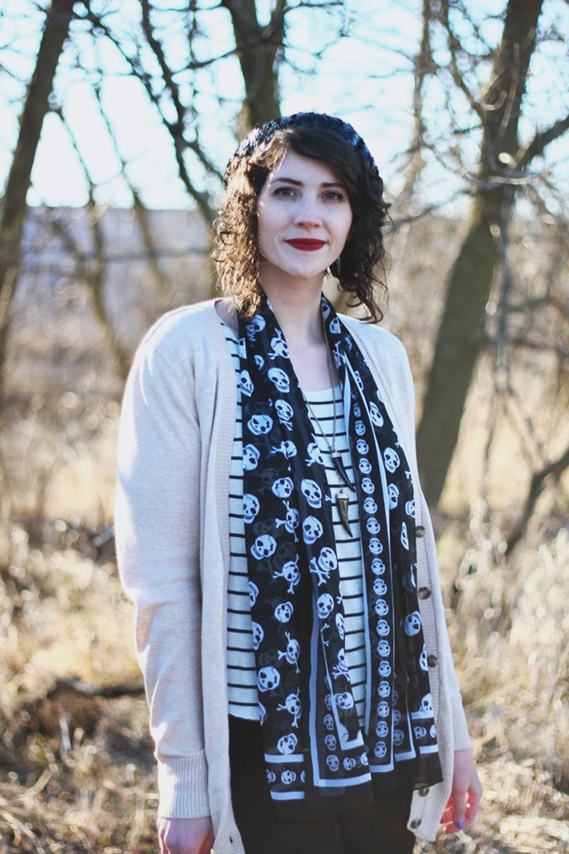 hannah rupp the outfit repeater punk goth fashion pattern mixing skulls sequins stripes skinny jeans