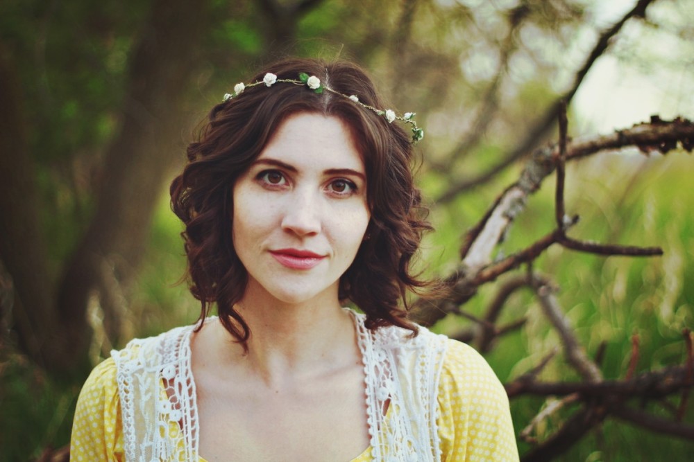 hannah rupp the outfit repeater Boho yellow dress flower crown woodsy outfit photography