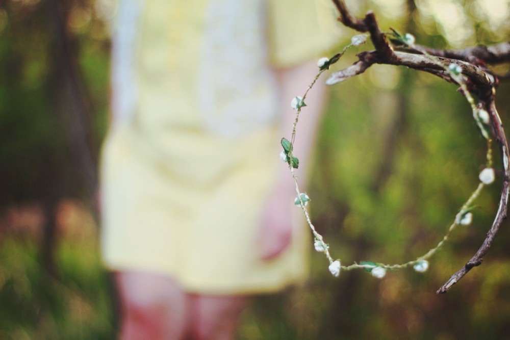 hannah rupp the outfit repeater Boho yellow dress flower crown woodsy outfit photography
