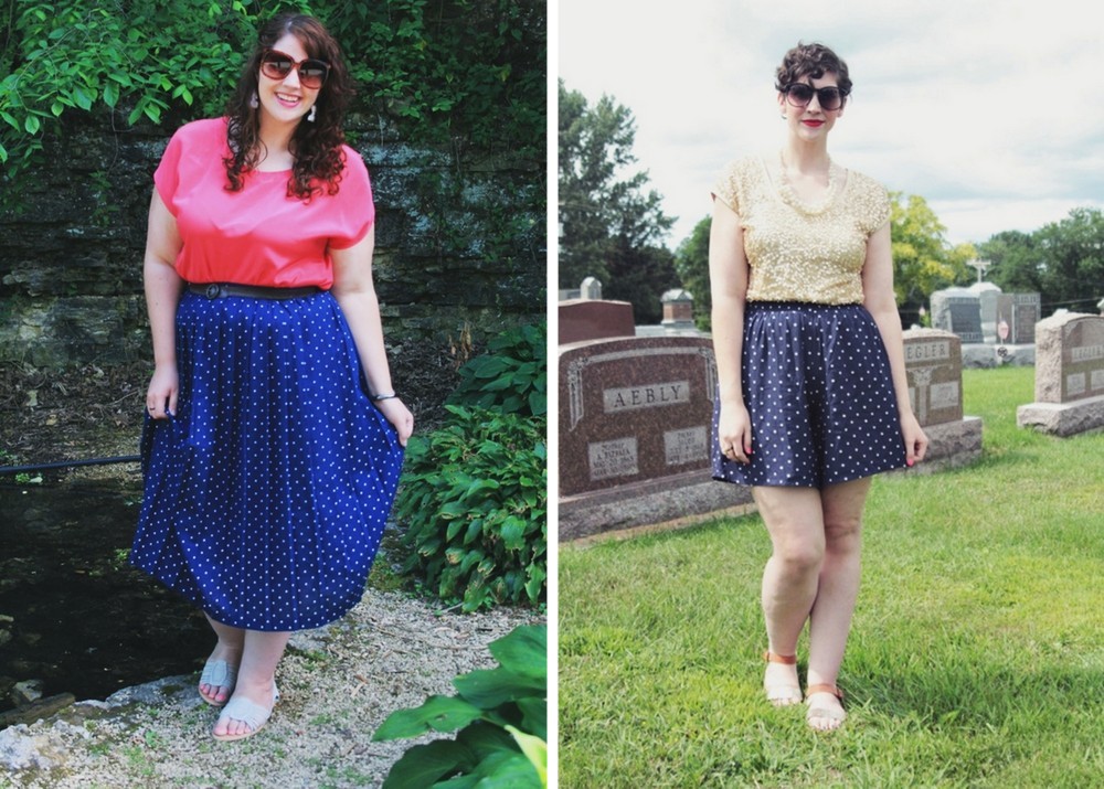 10 Outfits That Will Inspire You For Summer | The Outfit Repeater summer outfit ideas blue polka dot and shorts with colorful blouse