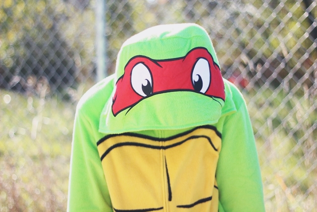 Halloween Costume: Teenage Mutant Ninja Turtle onesie from Wal-Mart