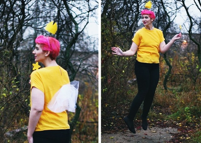Fairly OddParents Wanda Halloween costume. Pink pixie cut, floaty crown, magic wand, homemade wings