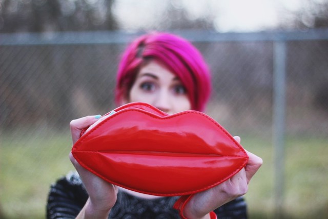 Styled in Sequins | Outfit Collab w/ Mademoiselle Ruta | The Outfit Repeater red lipstick purse