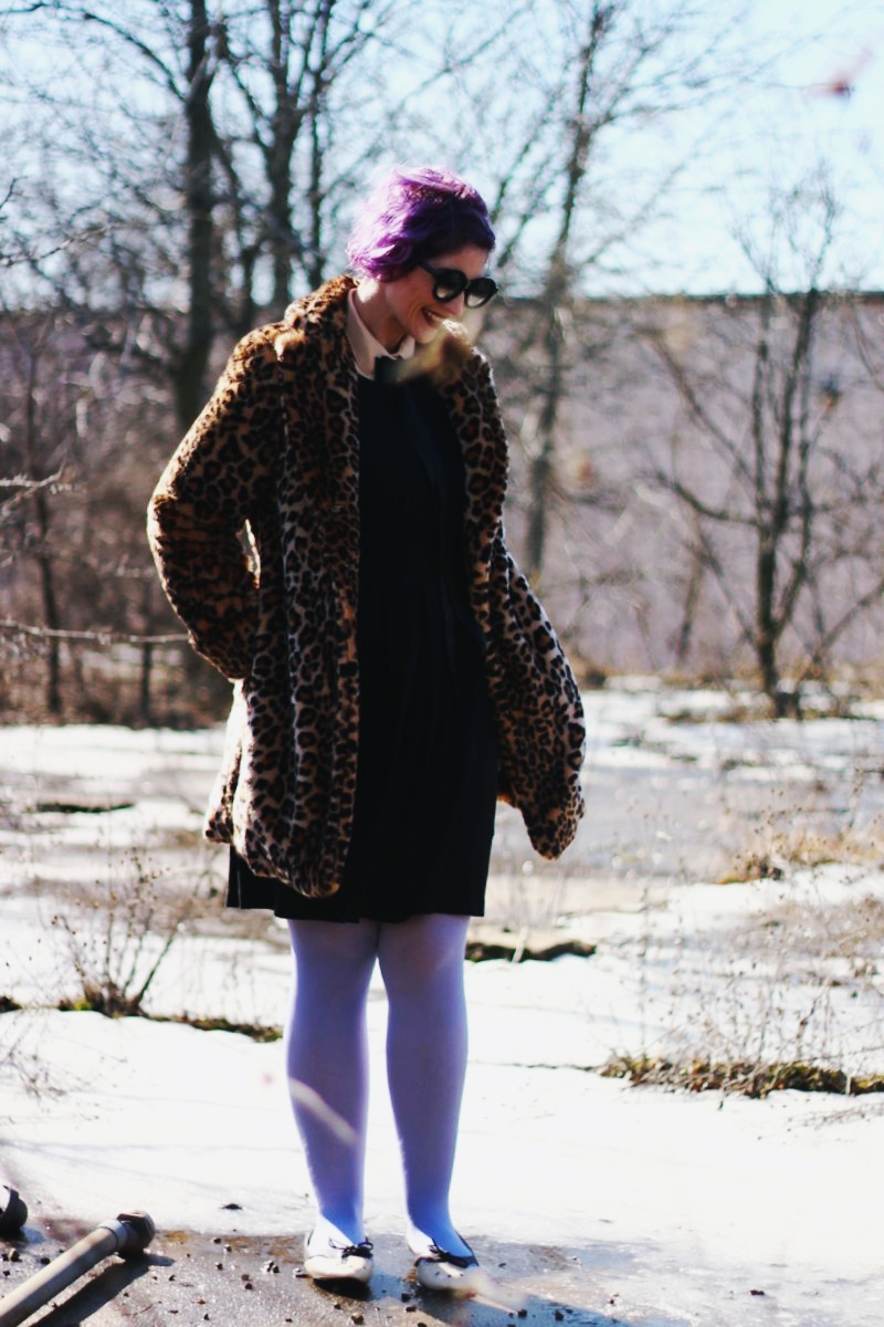 Purple Hair and a Leopard Print Coat