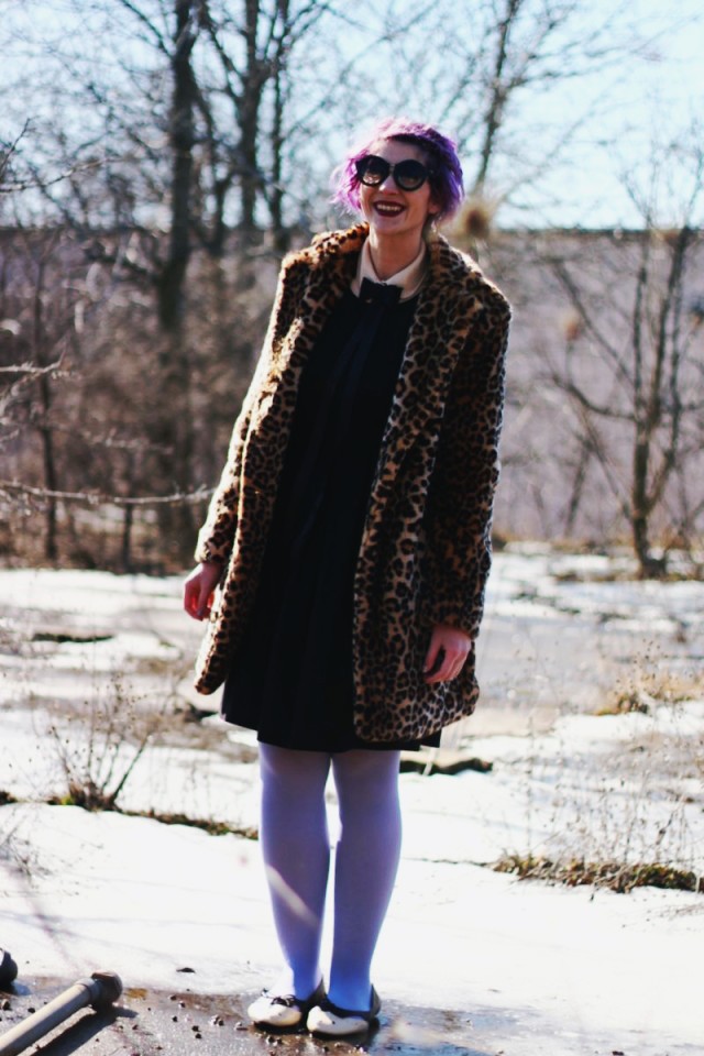 Purple Hair and a Leopard Print Coat - The Outfit Repeater