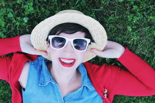 Patriotic outfit + straw boater hat