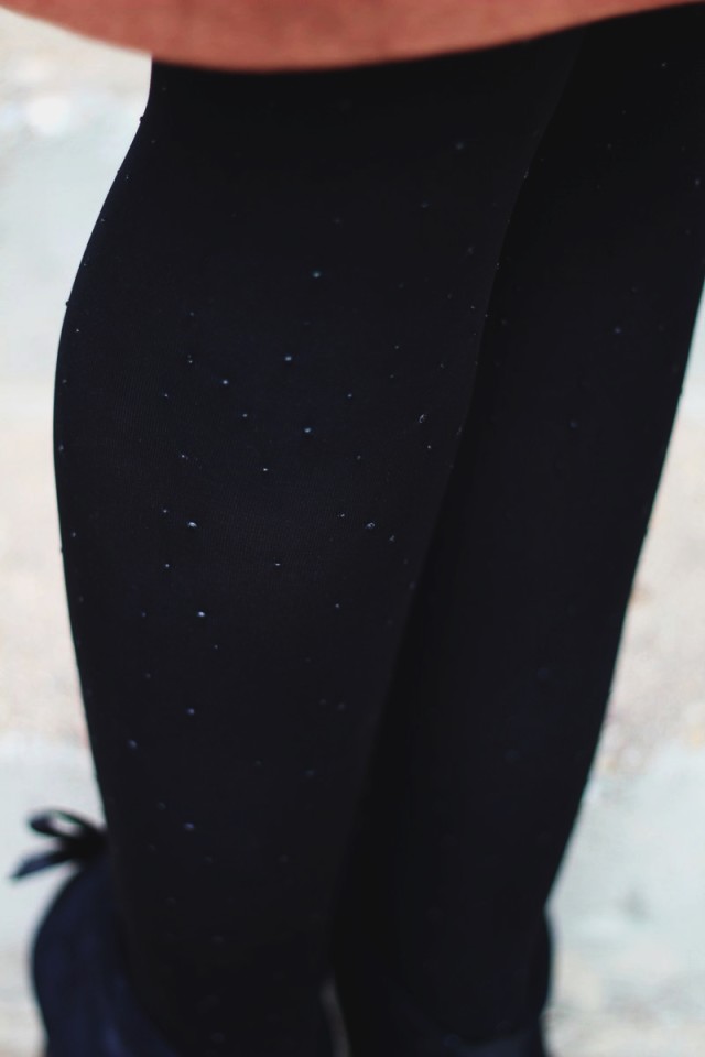 Stripes and Suede Skirts Forever | theoutfitrepeater.com Black jewel encrusted tights from Target