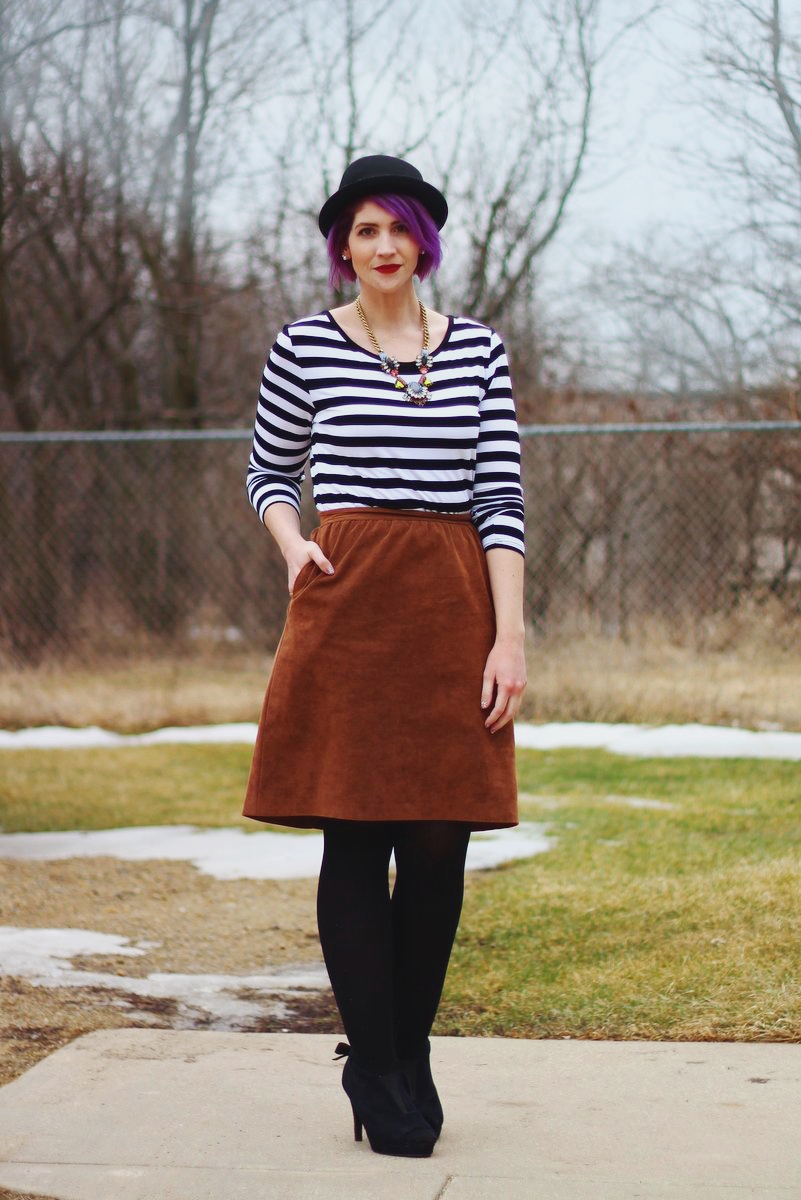 Stripes and Suede Skirts Forever | The Outfit Repeater