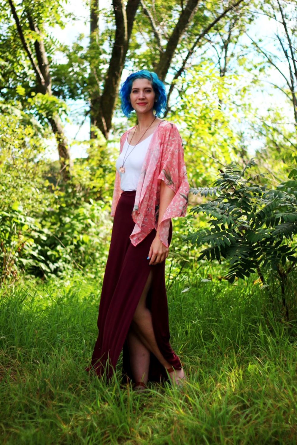 Saying Goodbye to Summer in a Pink Kimono