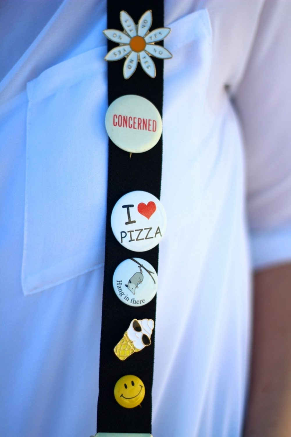 black suspenders enamel pins button vintage thrifted flair