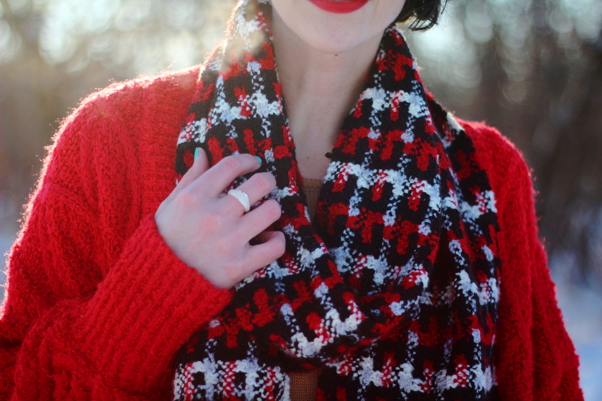 Fashion Fit For a Basketcase | theoutfitrepeater.com 1980s John Hughes inspired outfit oversized red cardigan winter