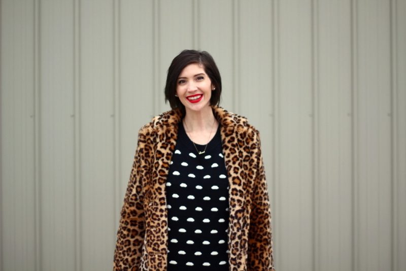 wearing a sweater winter cool girl the outfit repeater hannah rupp boyfriend jeans leopard print coat