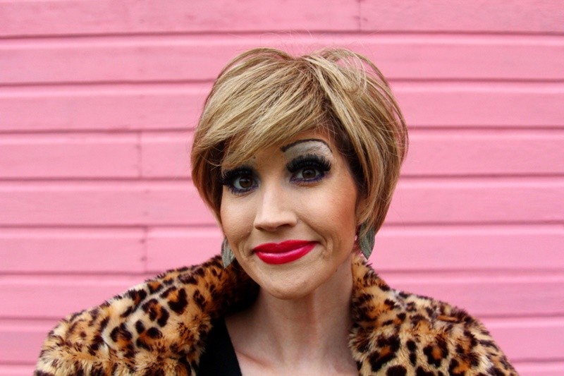 My Transformation Into A 1980s Icon: Tammy Faye Bakker Halloween Costume | theoutfitrepeater.com the outfit repeater hannah rupp Tammy Faye Bakker Halloween Costume thrifted vintage sequin dress drag makeup outfit 1980s messner rupaul