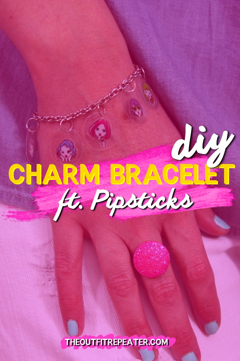 the outfit repeater hannah rupp diy charm bracelet 1980s girl gift present sticker pipsticks sponsored fashion blogger
