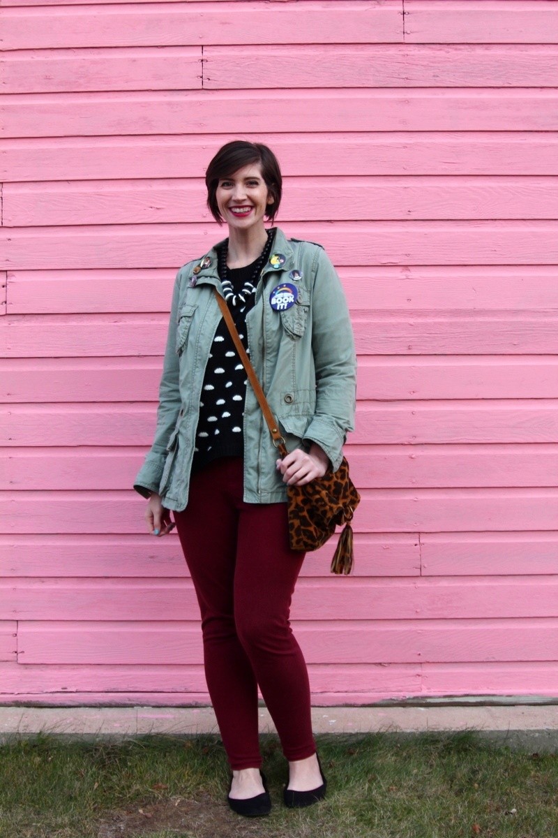 the outfit repeater hannah rupp styling thrifted clothes polka dot sweater pattern mixing fall winter