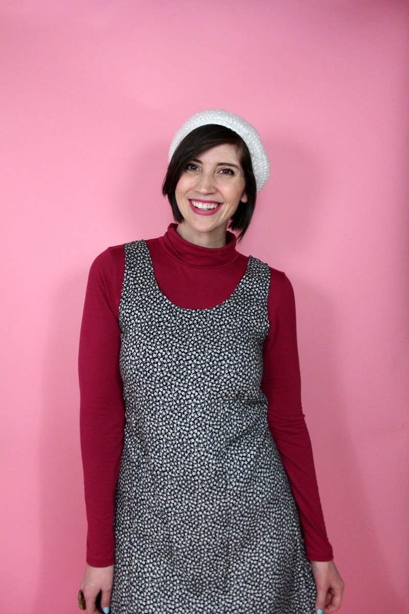 hannah rupp the outfit repeater summer dress in the winter mod thrifted white tights