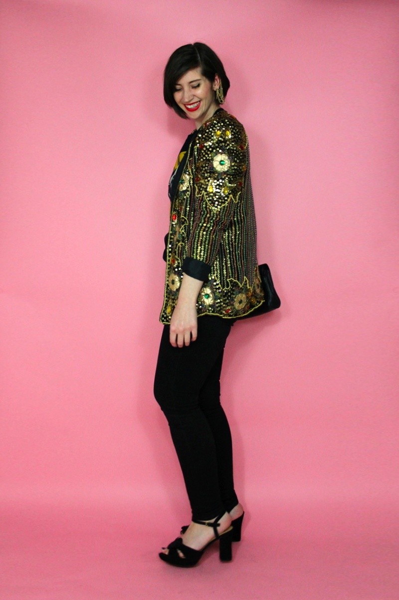 hannah rupp the outfit repeater vintage subscription box service monthly redbird 1980s concert disco sequins blazer