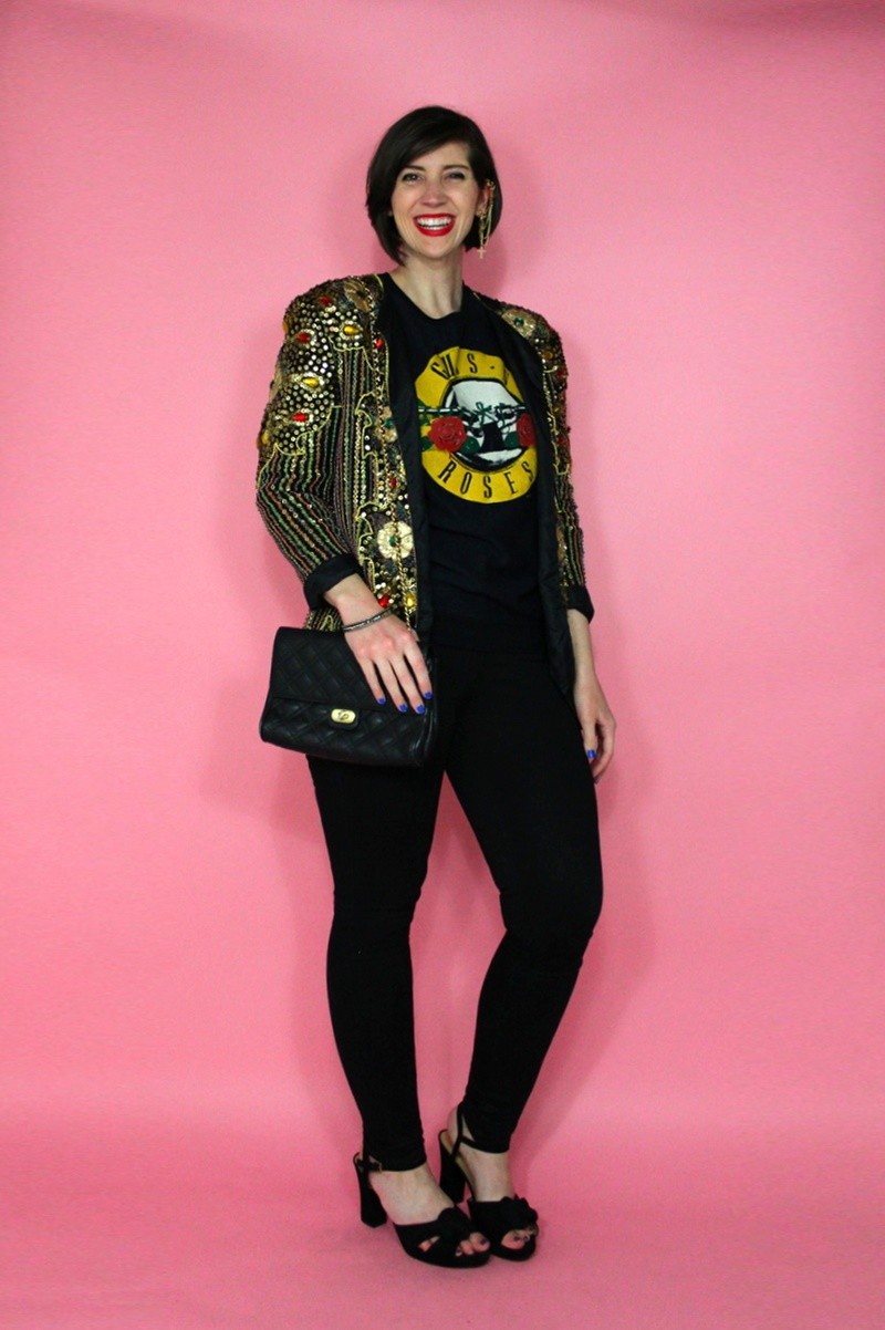 hannah rupp the outfit repeater vintage subscription box service monthly redbird 1980s concert disco sequins blazer