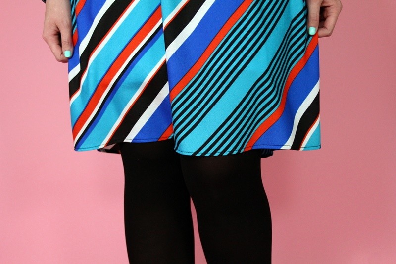 the outfit repeater hannah rupp family brother thrifting challenge striped dress we love colors tights spring fashion