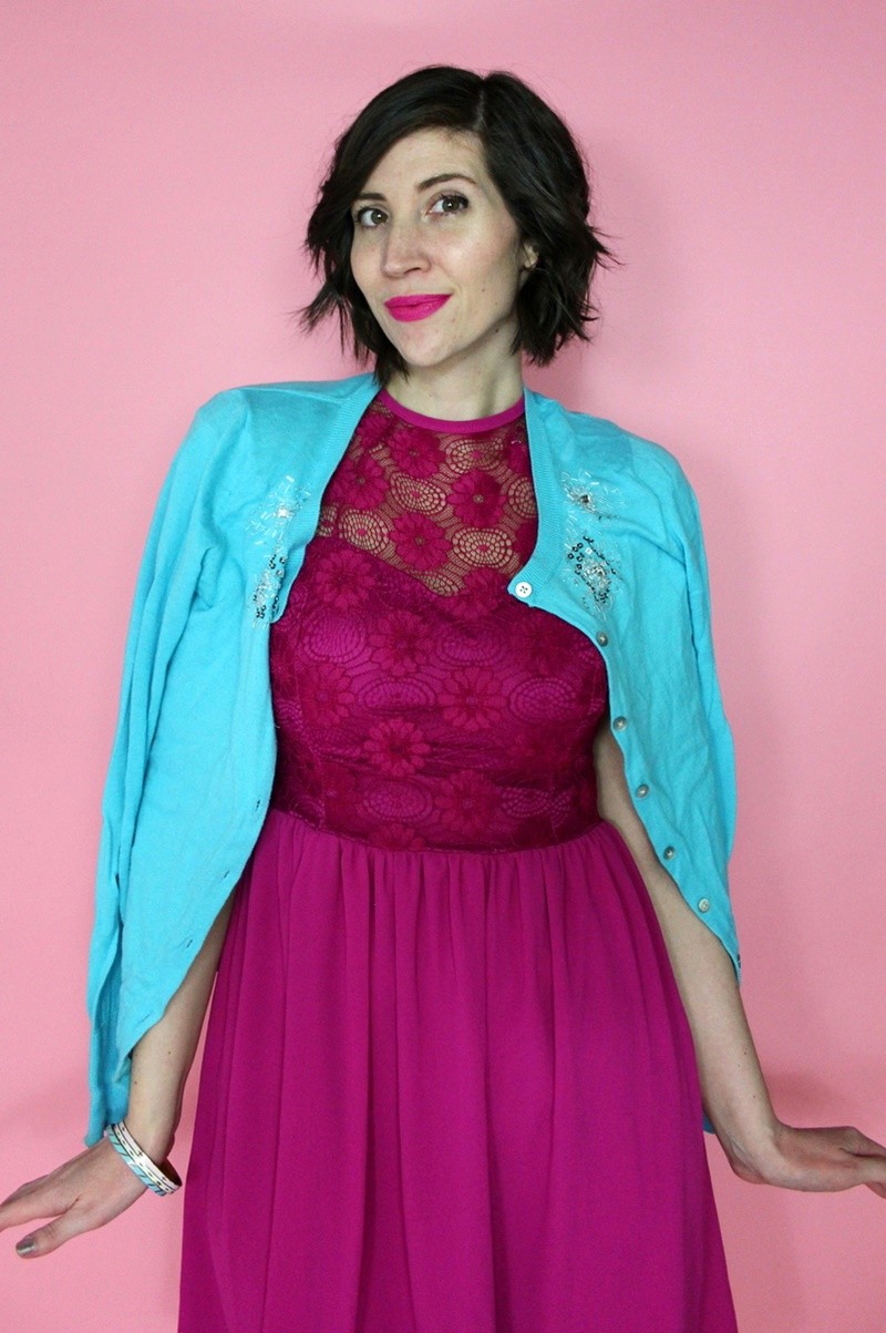 hannah rupp the outfit repeater easter dress outfit poshmark colourpop lipstick cardigan vintage