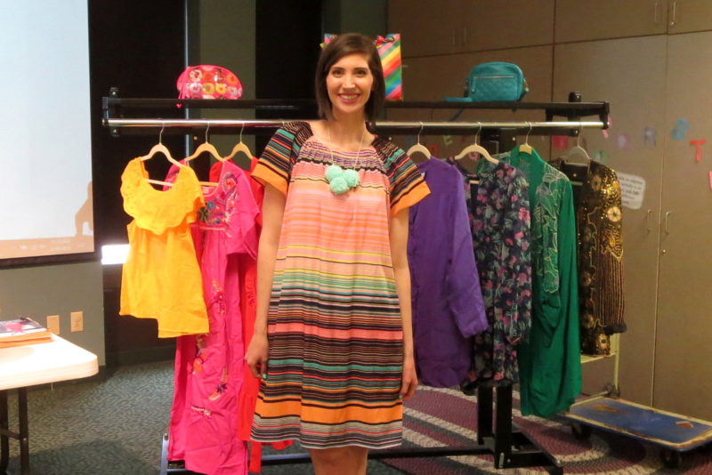 hannah rupp the outfit repeater thrift blog monroe public library program colorful striped dress