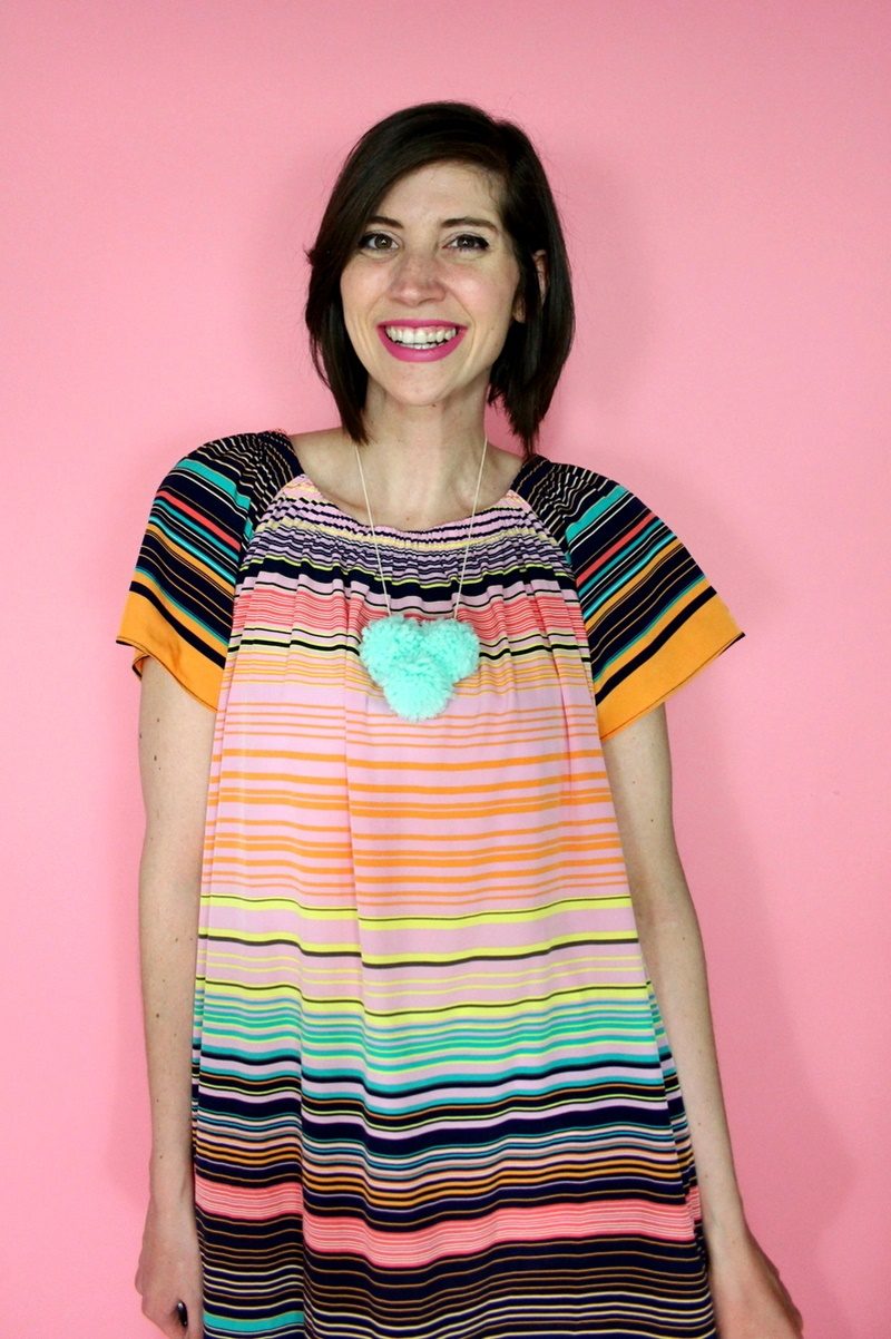 hannah rupp the outfit repeater thrift blog monroe public library program colorful striped dress