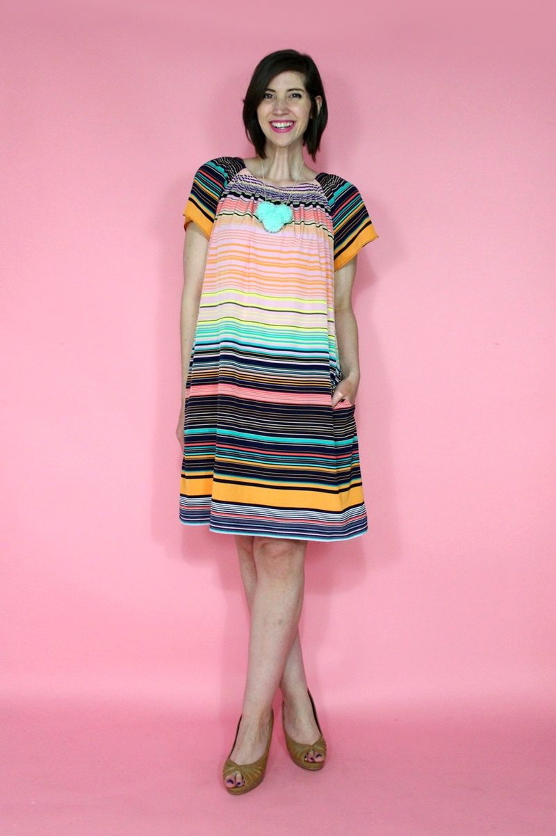 hannah rupp the outfit repeater thrift blog monroe public library program colorful striped dress