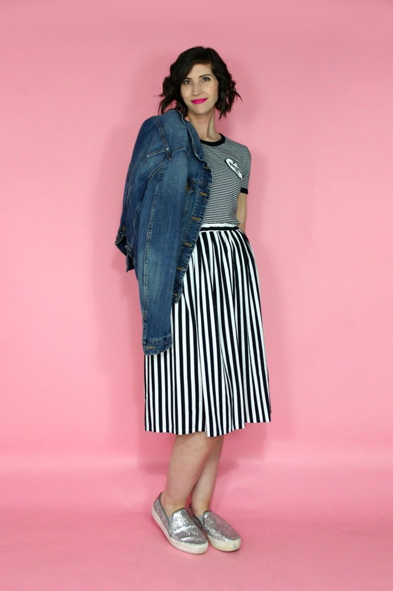 the outfit repeater hannah rupp striped outfit thrift splurge budget money tips