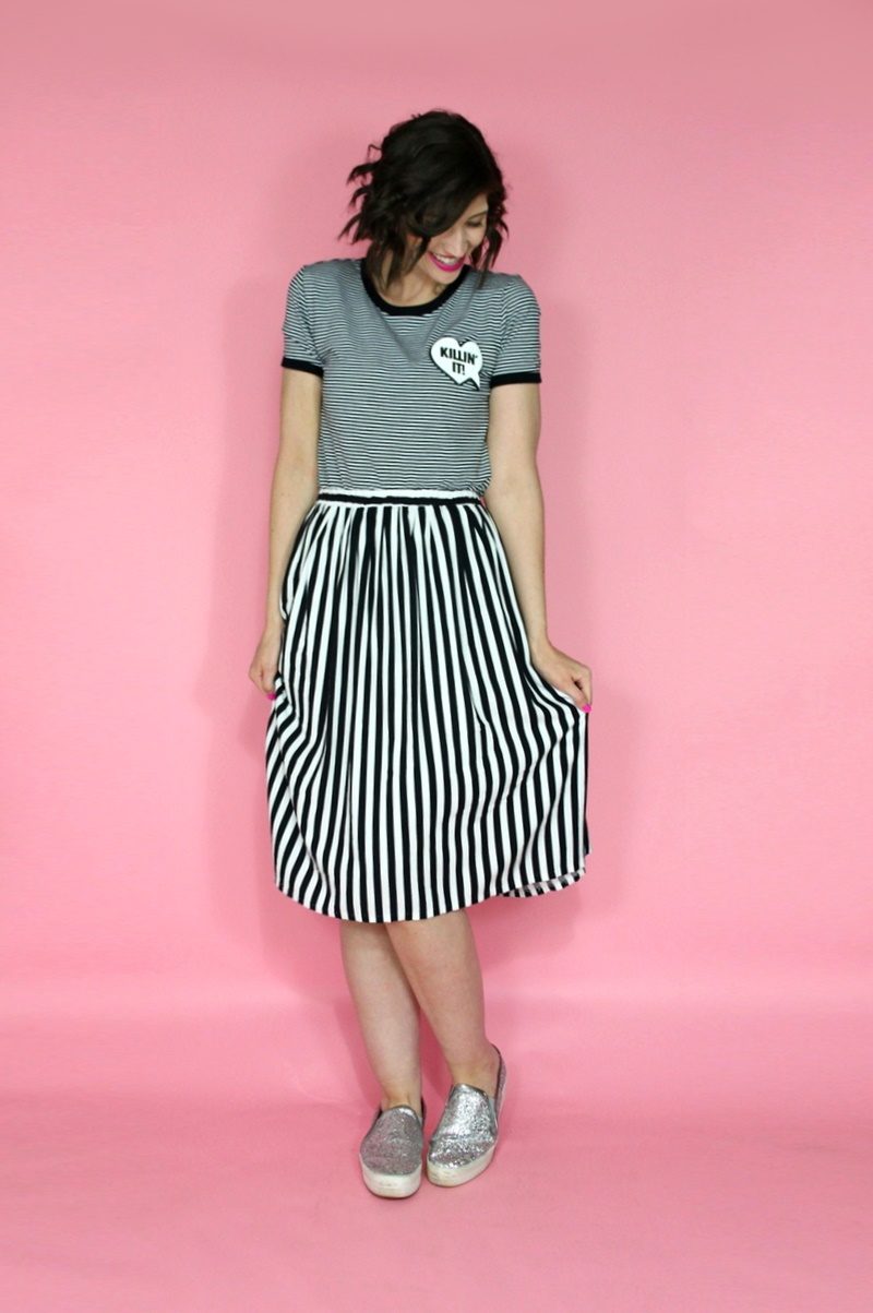 the outfit repeater hannah rupp striped outfit thrift splurge budget money tips