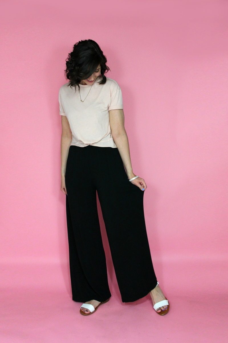 modest summer outfit idea hannah rupp the outfit repeater palazzo pants thrifted style