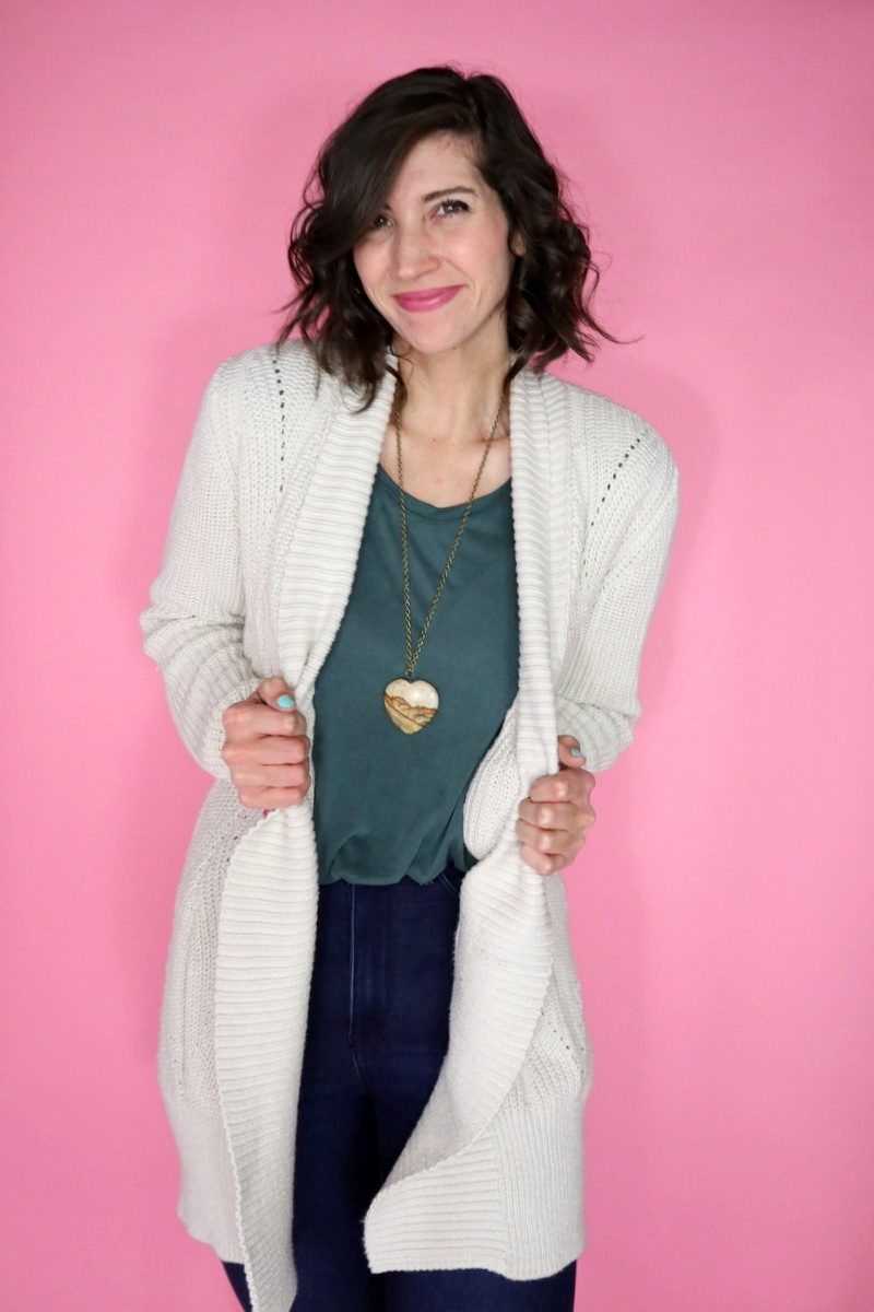 hannah rupp the outfit repeater maurices cardigan fall cute h&m jeggings thrift secondhand