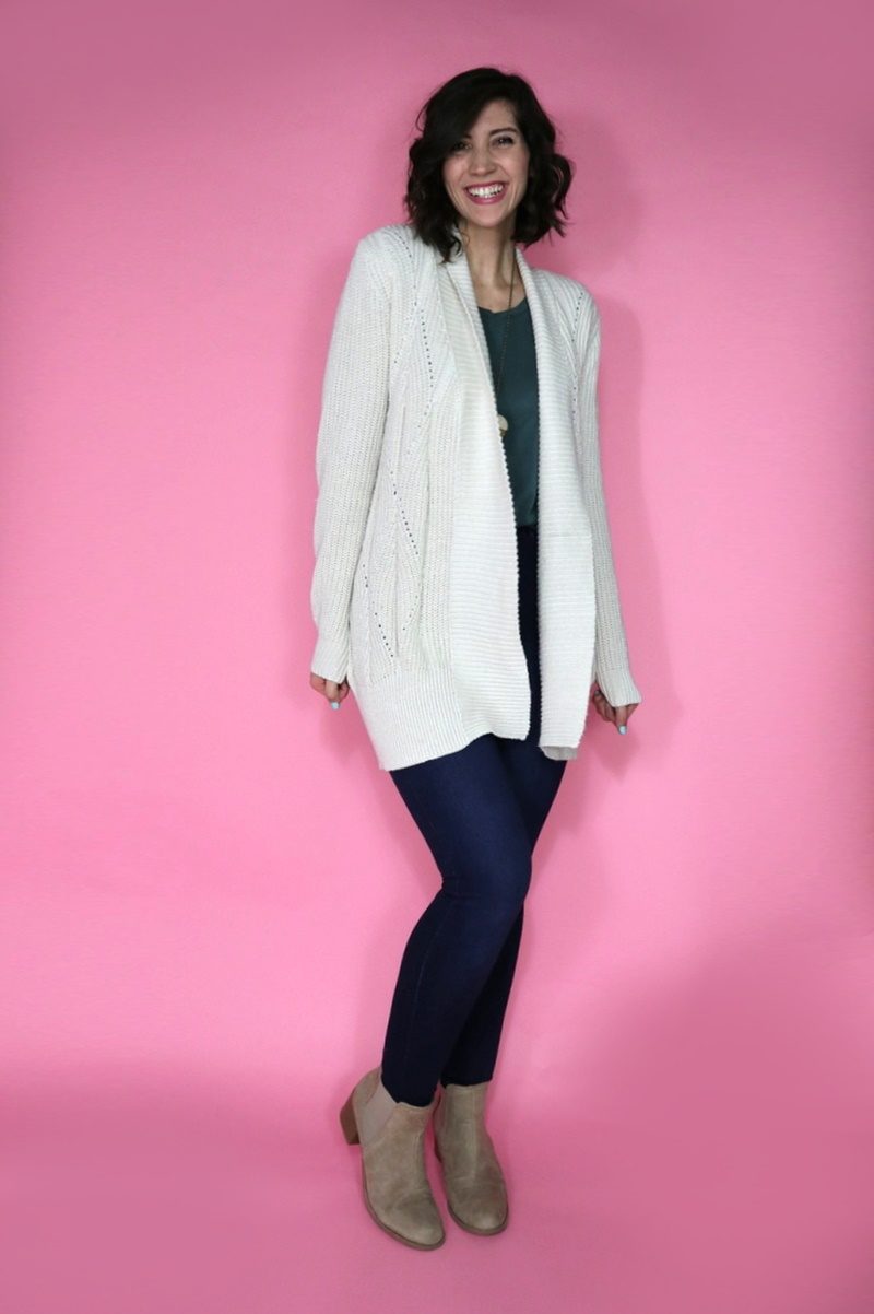 hannah rupp the outfit repeater maurices cardigan fall cute h&m jeggings thrift secondhand