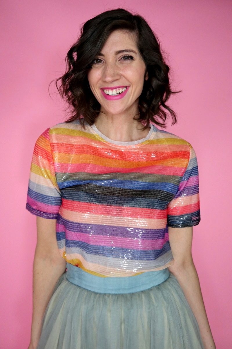 tulle skirt outfit holiday rainbow sequins hannah rupp christmas new years eve asos fashion blog