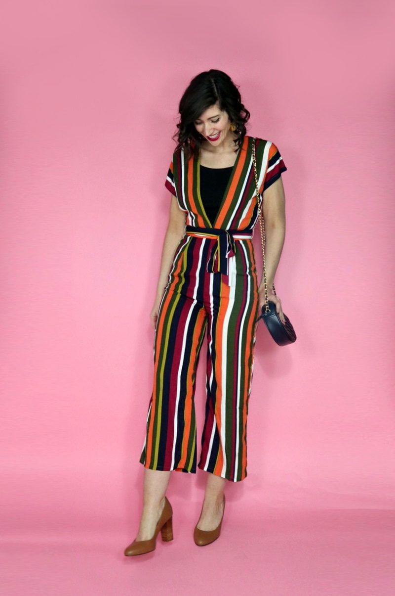 fall jumpsuit outfit striped asos favorite shopping thanksgiving style thrifted hannah rupp repeater