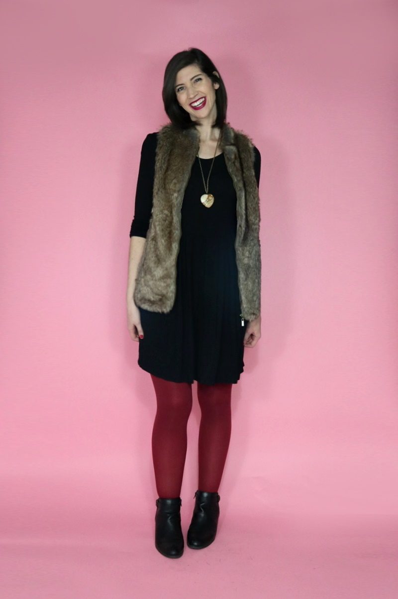 3 Faux Fur Vest Outfit Ideas hannah rupp winter maurices