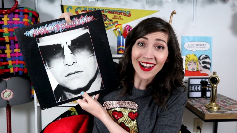 may monthly thrift haul video 2019 hannah rupp the outfit repeater elton john vinyl record 1970s icon