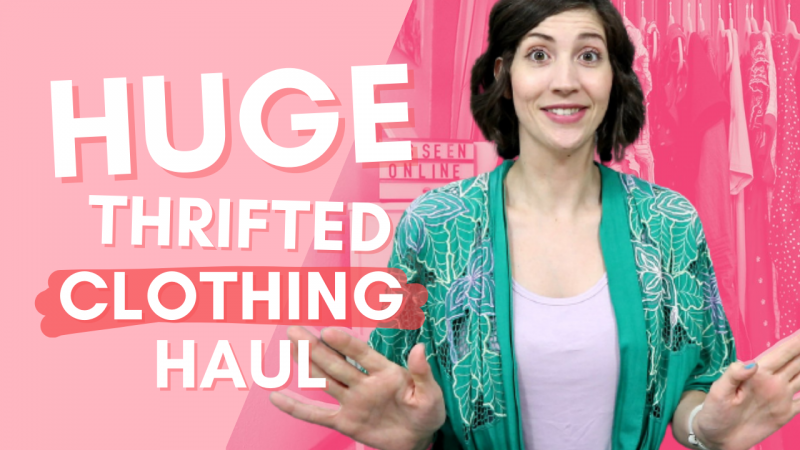 pink graphic: huge thrifting clothing haul 