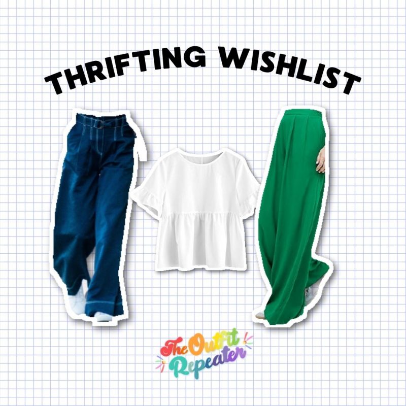 white graphic words thrifting wishlist