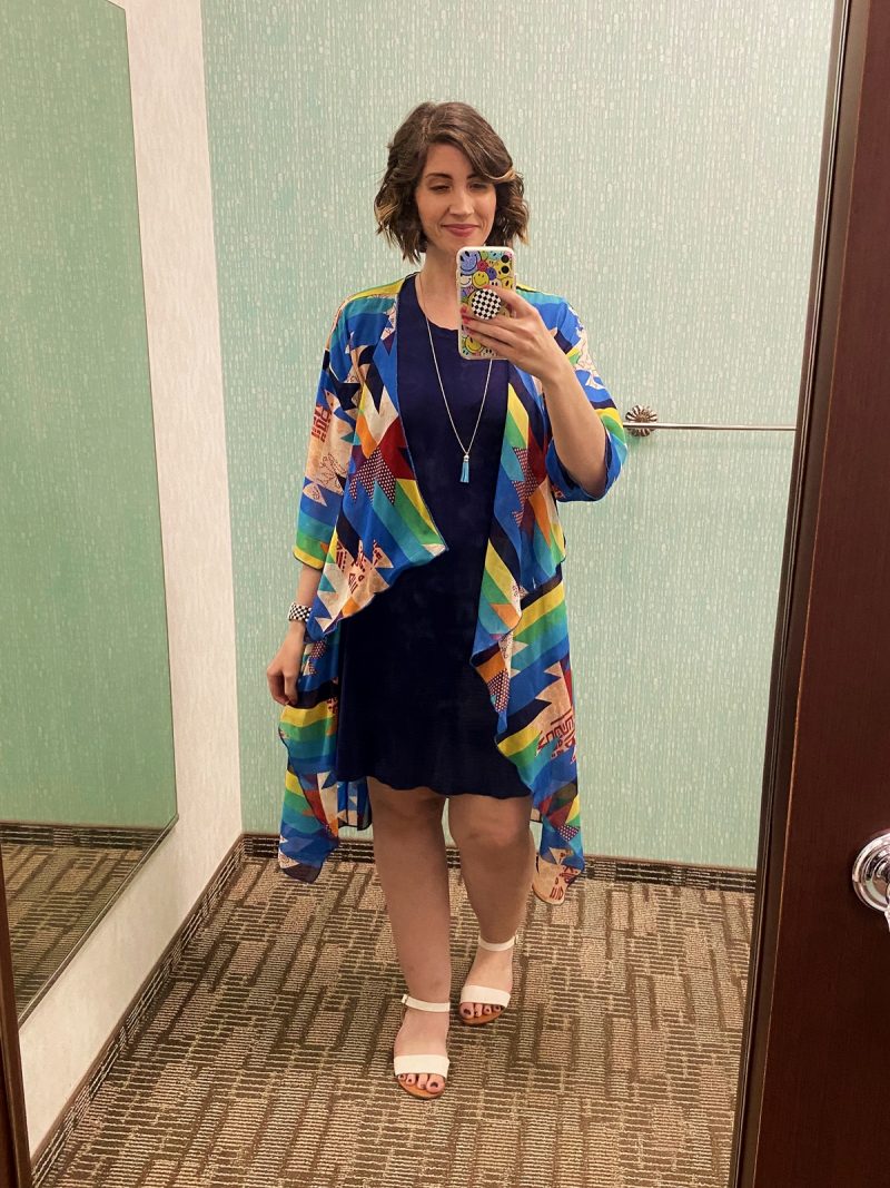 hannah is wearing thrifted clothing for her job as a maurices social media manager