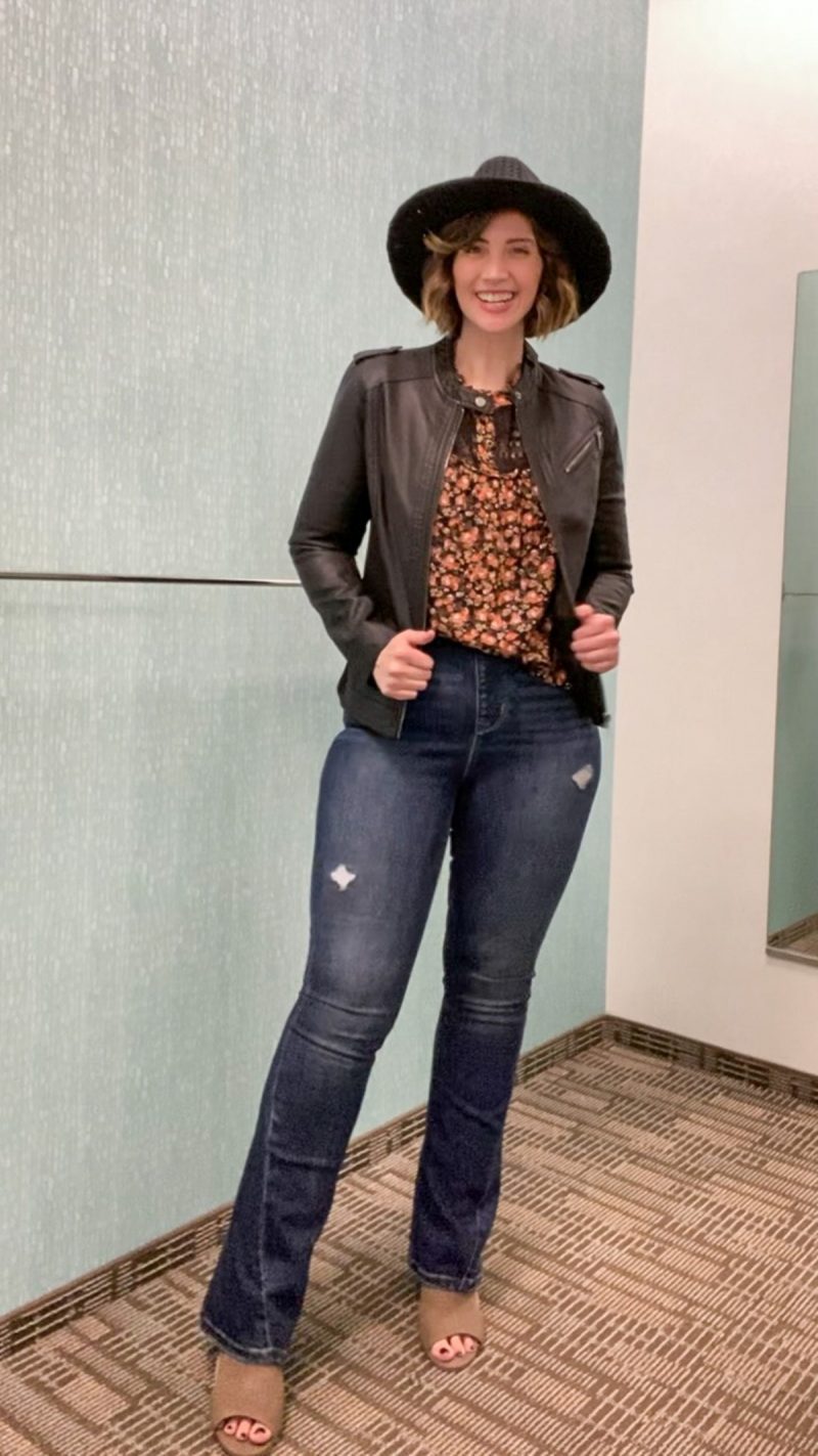 hannah is wearing new trendy maurices clothing for her job as a social media manager