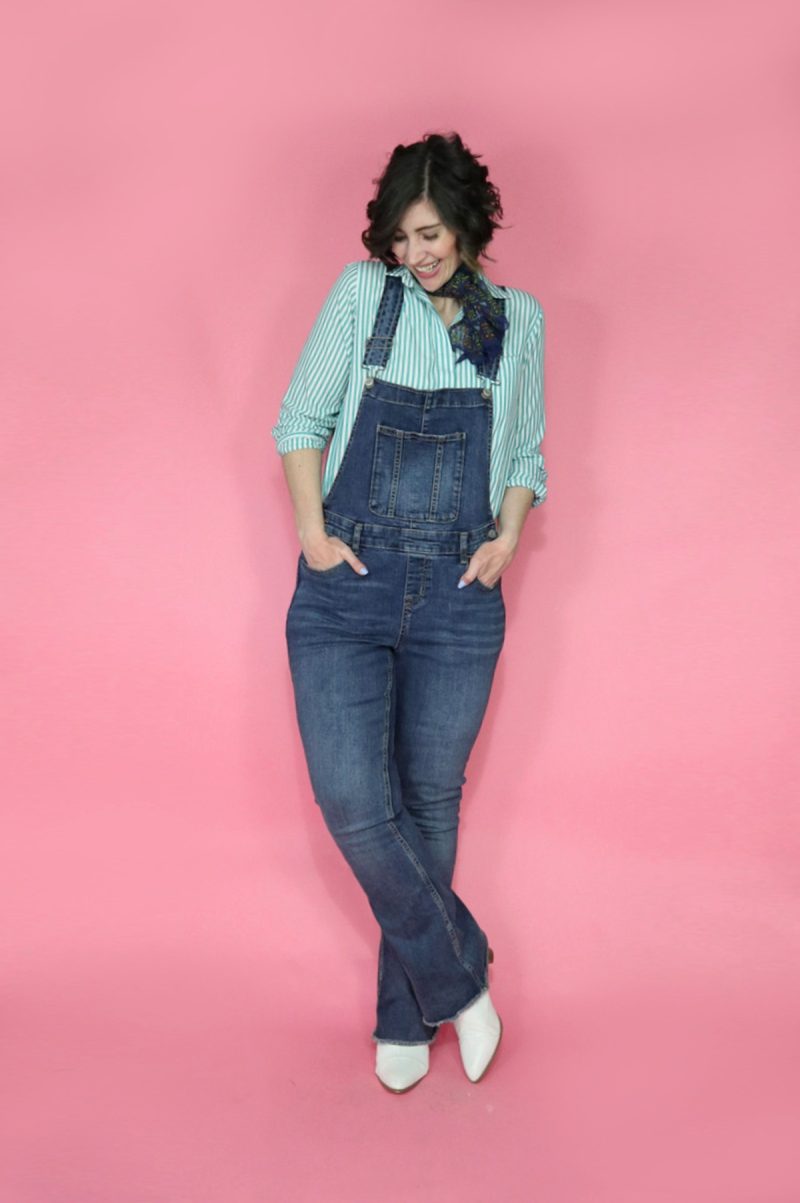 9 Fun Ways To Wear Flare Denim Overalls | theoutfitrepeater.com