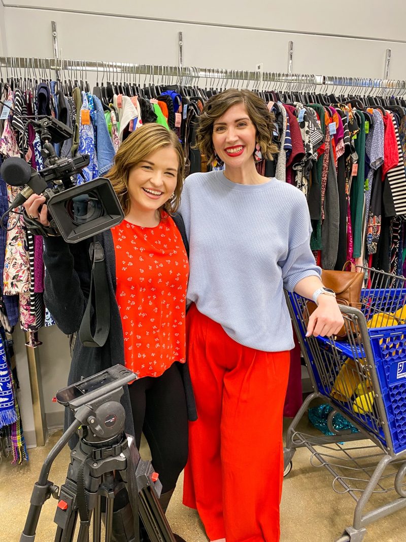 hannah rupp and gabriella rusk are smiling in a Goodwill thrift store in Middleton, Wisconsin