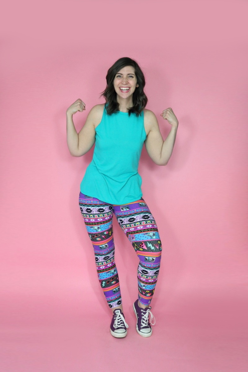 10 Essential Outfits You Should Always Have In Your Closet | theoutfitrepeater.com white female with mid length brown hair wearing a teal tank top and patterned leggings